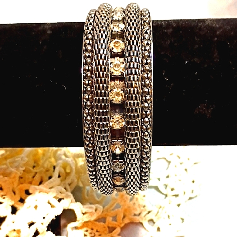 Silver Mesh and Rhinestone Bracelet